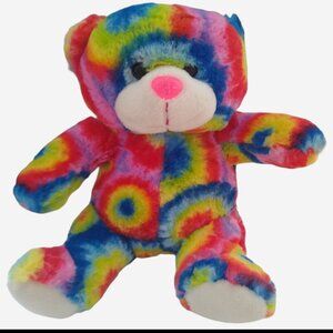 PEACE PALS RAINBOW TIE DYE PLUSH BEAR STUFFED ANIMAL 10 inches